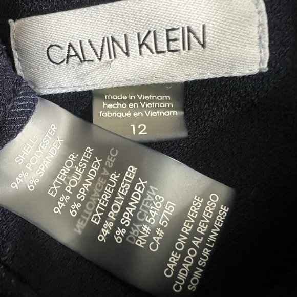 Calvin Klein dress 12 navy blue ruffle tie-waist knee length office career -5 - Picture 6 of 6